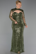 Robe De Soirée Grande Taille Longue Perlé Kaki ABU6357