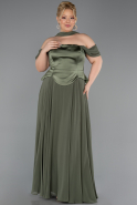 Robe de Soirée Grande Taille Longue Mousseline Kaki ABU5551