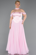Robe de Soirée Grande Taille Longue Mousseline Poudre ABU5551