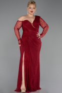 Robe De Soirée Grande Taille Longue Dantelle Rouge Bordeaux ABU6339