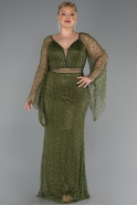 Robe De Soirée Grande Taille Longue Perlé Kaki ABU6350