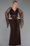 Robe De Soirée Grande Taille Longue Perlé Brun ABU6350