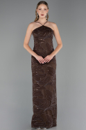 Robe de Soirée Longue Squameuse Brun ABU5713