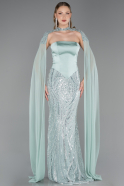 Robe Queue de Poisson Longue Perlé Menthe ABU6315