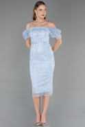 Robe de Cérémonie Midi Perlé Bleu clair ABK2667