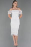 Robe de Cérémonie Midi Perlé Blanc ABK2667