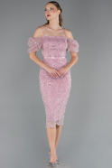 Robe de Cérémonie Midi Perlé Poudre ABK2667