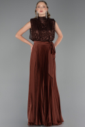 Robe de Soirée Longue Brun ABU3326