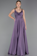 Robe de Soirée Longue Satin Lavande ABU5146