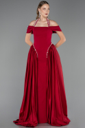 Robe de Soirée Longue Satin Rouge ABU5995