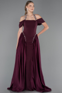 Robe de Soirée Longue Satin Prune ABU5995