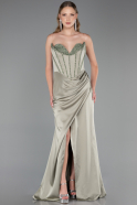 Robe de Soirée Longue Satin Menthe ABU6320