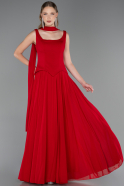Robe de Soirée Longue Mousseline Rouge ABU6369