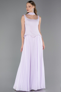 Robe de Soirée Longue Mousseline Lilas ABU6369