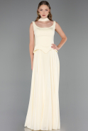 Robe de Soirée Longue Mousseline Jaune ABU6369