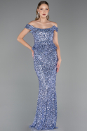 Robe de Soirée Longue Squameuse Indigo ABU6359