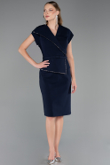 Robe De Invitation Grande Taille Midi Bleu Marine ABK2669