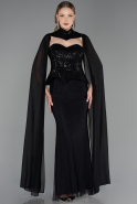 Robe de Soirée Longue Dantelle Noir ABU6360