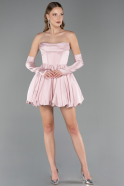 Robe de Cérémonie Courte Satin Poudre ABK2672