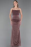 Robe De Soirée Satin Longue Brun Clair ABU6061