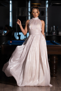 Robe de Soirée Longue Mousseline Beige ABU6352