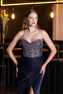 Robe de Soirée Longue Bleu Marine ABU6371