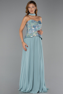 Robe de Soirée Longue Mousseline Menthe ABU6391