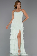Robe de Soirée Longue Mousseline Menthe ABU6397