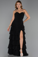 Robe de Soirée Longue Mousseline Noir ABU6397