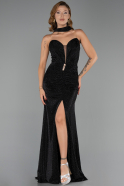 Robe de Soirée Longue Pierreux Noir ABU6398