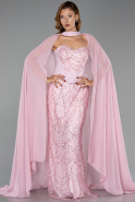 Robe de Soirée Longue Perlé Poudre ABU6372