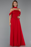Robe de Soirée Longue Mousseline Rouge ABU6400