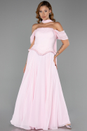 Robe de Soirée Longue Mousseline Poudre ABU6400