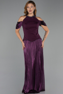 Robe de Soirée Longue Mousseline Prune ABU6402