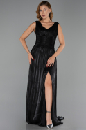 Robe de Soirée Longue Mousseline Noir ABU6403