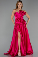 Robe de Soirée Longue Satin Fushia ABU4975