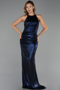 Robe de Soirée Longue Bleu Marine ABU6407