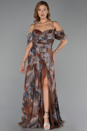 Robe De Soirée Grande Taille Longue Brun ABU6409