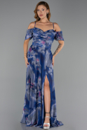 Robe De Soirée Grande Taille Longue Bleu Marine ABU6409