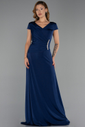 Robe Grande Taille Longue Bleu Marine ABU6410