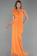 Robe de Soirée Longue Mousseline Orange ABU6354