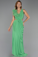 Robe de Soirée Longue Mousseline Vert ABU6354