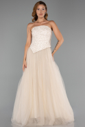Robe de Soirée Longue Beige ABU6412