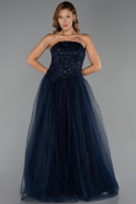 Robe de Soirée Longue Bleu Marine ABU6412