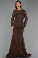 Robe De Soirée Grande Taille Longue Brun ABU6413
