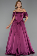 Robe de Soirée Longue Satin Prune ABU6399