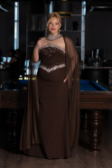 Robe De Soirée Grande Taille Longue Brun ABU6338