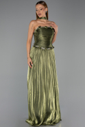 Robe de Soirée Longue Mousseline Vert Huile ABU6322