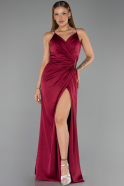 Robe de Soirée Longue Satin Couleur Cerise ABU6427