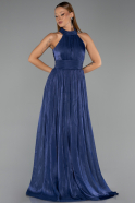 Robe de Soirée Longue Mousseline Bleu Marine ABU6428